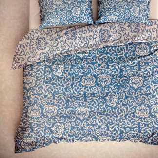 Elegant Blue and White Tudor Damask Duvet Cover