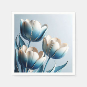 Elegant Blue and White Tulips Napkins