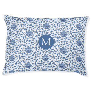 Elegant Blue And White Vintage Chinoiserie Print Pet Bed