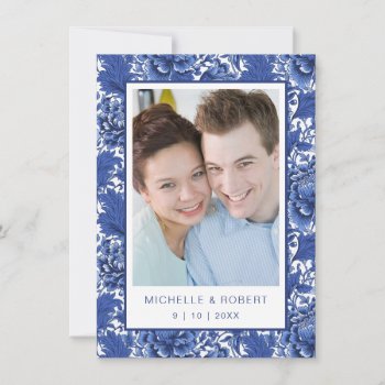 Elegant Blue And White Vintage Floral Chintz Invitation by BridalSuite at Zazzle