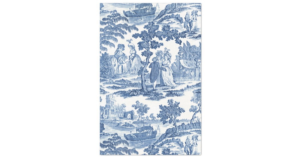 Elegant Blue and White Vintage French Toile Tissue Paper Zazzle