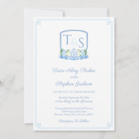 QR Code Hydrangea Ginger Jar Crest Wedding RSVP Enclosure Card