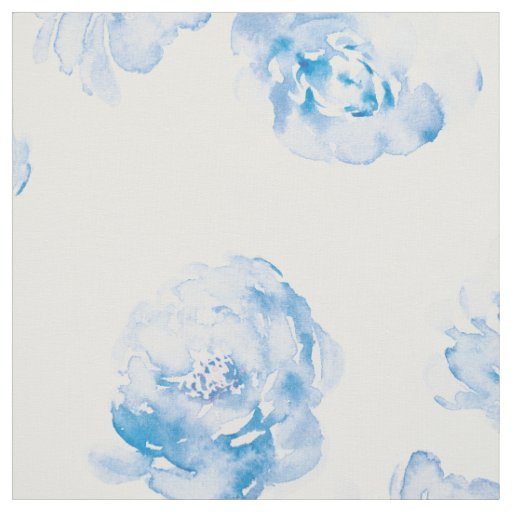 Elegant Blue And White Watercolor Floral Pattern Fabric