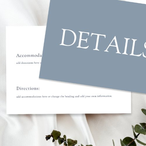 Elegant Blue and White Wedding Enclosure Card