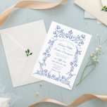 Elegant Blue and White Wedding Invitation<br><div class="desc">Elegant Wedding invitation card. Find out the Victorian wedding invitation suite and matching items in our shop!</div>