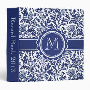 Elegant Blue and White William Morris Floral Binder