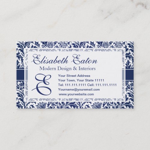 Elegant Blue and White William Morris Floral Business Cards