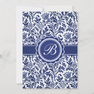 Elegant Blue and White William Morris Floral Invitation