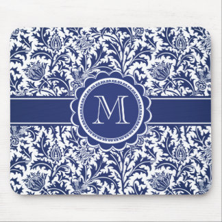 Elegant Blue and White William Morris Floral Mouse Pad
