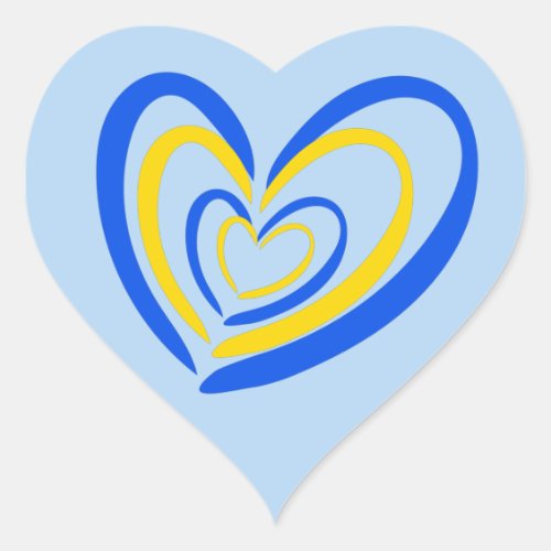 Elegant Blue and Yellow Hearts Ukraine Inspiration Heart Sticker
