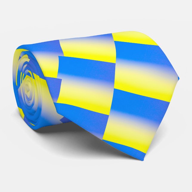Elegant Blue and Yellow Ukraine Inspired Peace Neck Tie (Rolled)