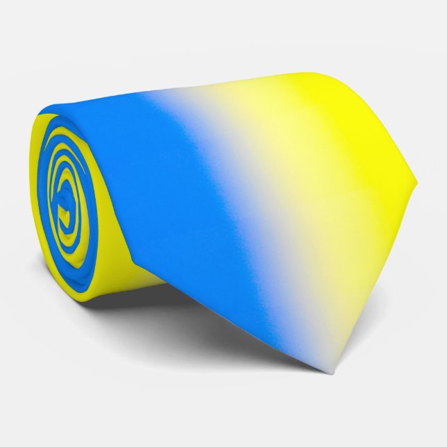 Elegant Blue and Yellow Ukraine Inspired Peace Neck Tie (Rolled)
