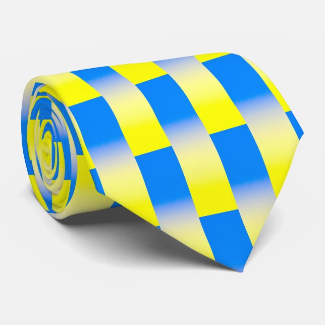 Elegant Blue and Yellow Ukraine Inspired Peace Neck Tie (Rolled)