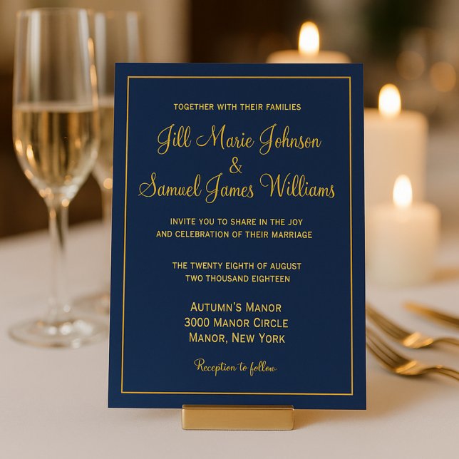 Elegant Blue and Yellow Wedding Invitation (Creator Uploaded)