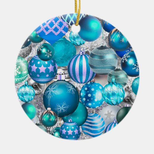 Elegant blue aqua Christmas ornaments holidays