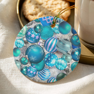 Elegant blue aqua Christmas ornaments holidays