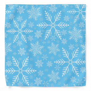 Elegant Blue Aqua White Winter Snowflake Bandana