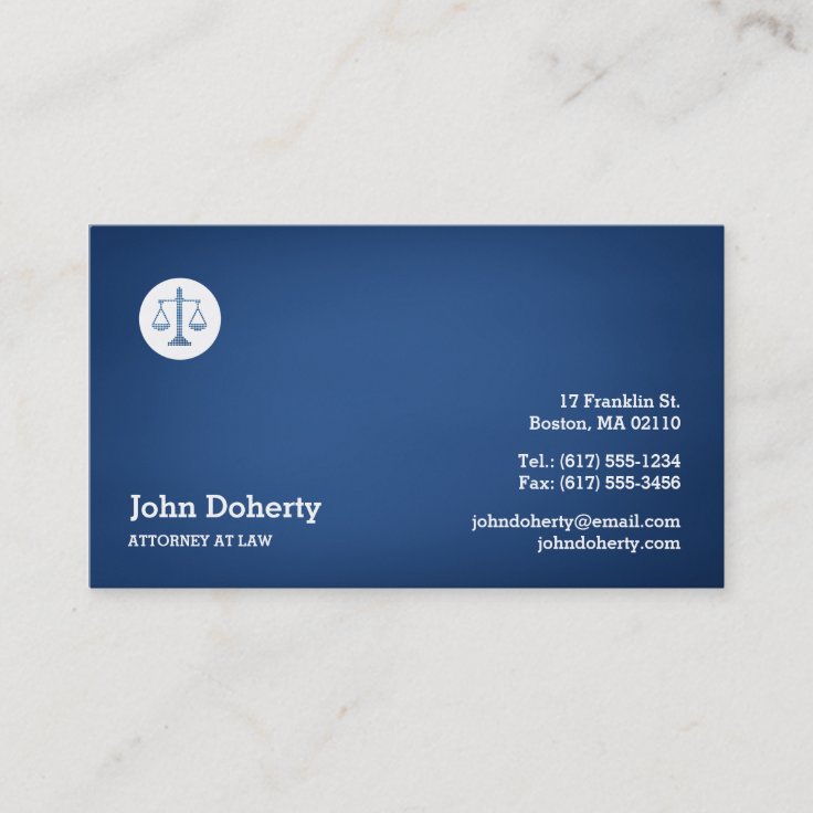 Elegant Blue Attorney At Law Business Card | Zazzle