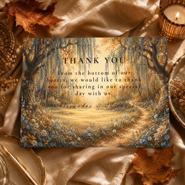 Elegant Blue Autumn Wedding Thank You Card (Creator Uploaded)