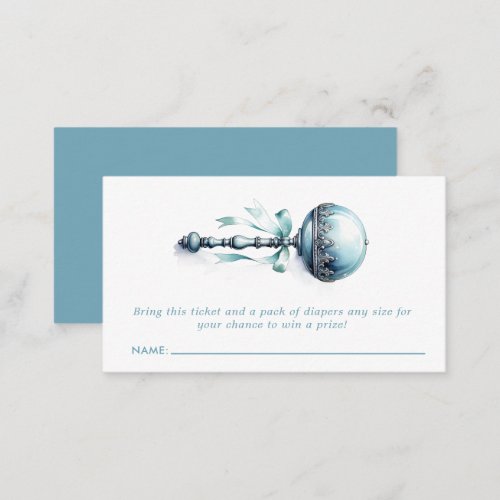 Elegant Blue Baby Rattle Boy Baby Diaper Raffle Enclosure Card