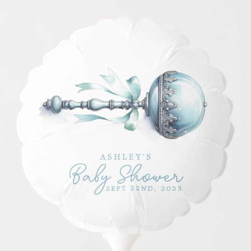 Elegant Blue Baby Rattle Boy Baby Shower Balloon