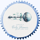 Elegant Blue Baby Rattle Boy Baby Shower Edible Frosting Rounds