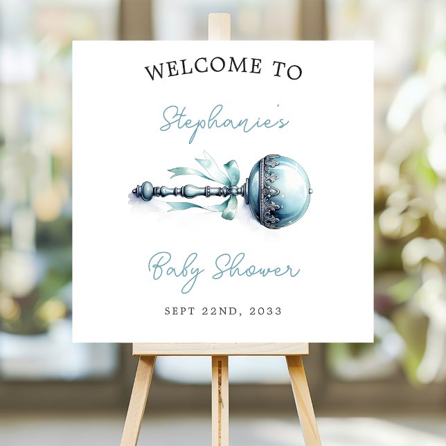 Elegant Blue Baby Rattle Boy Baby Shower Welcome Foam Board (Creator Uploaded)
