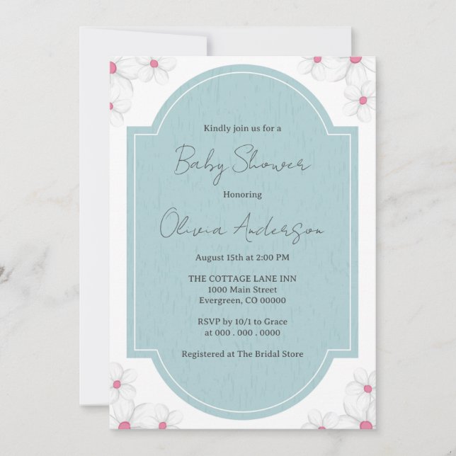 Elegant Blue Baby Shower Invitation (Front)