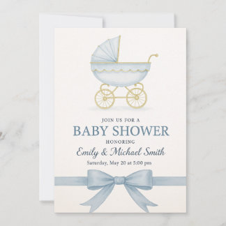 Elegant Blue Baby Shower Invitation Template