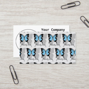 Elegant Blue Backed Butterfly Shadow Monogram Business Card