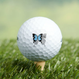 Elegant Blue Backed Butterfly Shadow Monogram Golf Balls