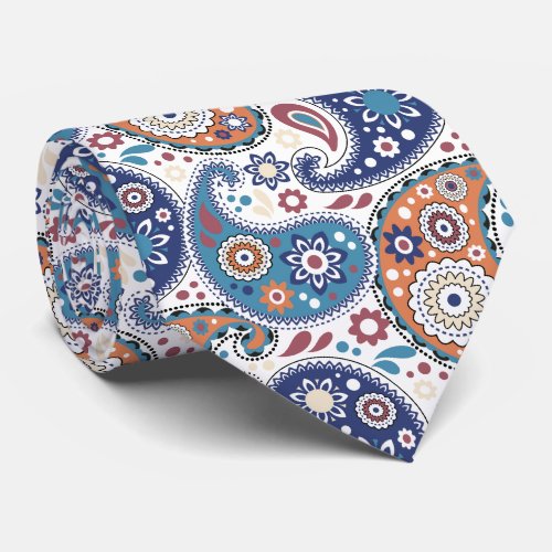 Elegant Blue Bandana Paisley Print Neck Tie