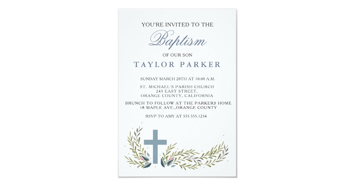 Elegant Blue Baptism/Christening Invitation | Zazzle.com