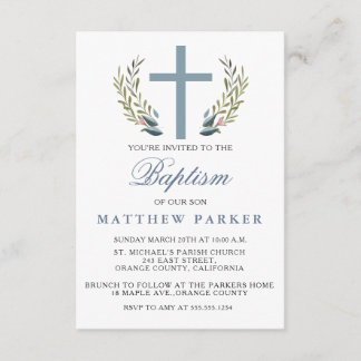 Elegant Blue Baptism/Christening Invitation