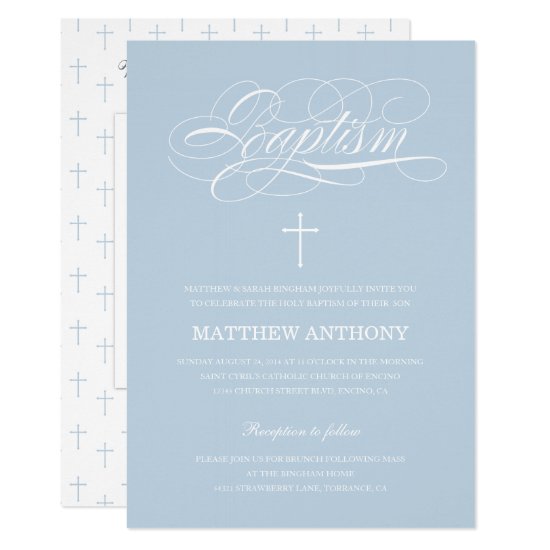 Elegant Blue Baptism Invitation | Christening