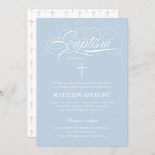 Elegant Blue Baptism Invitation   Christening