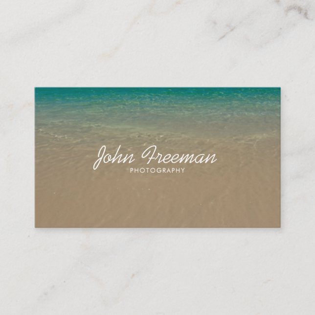 Elegant Blue Beach Waves Photographer Business Card (Front)