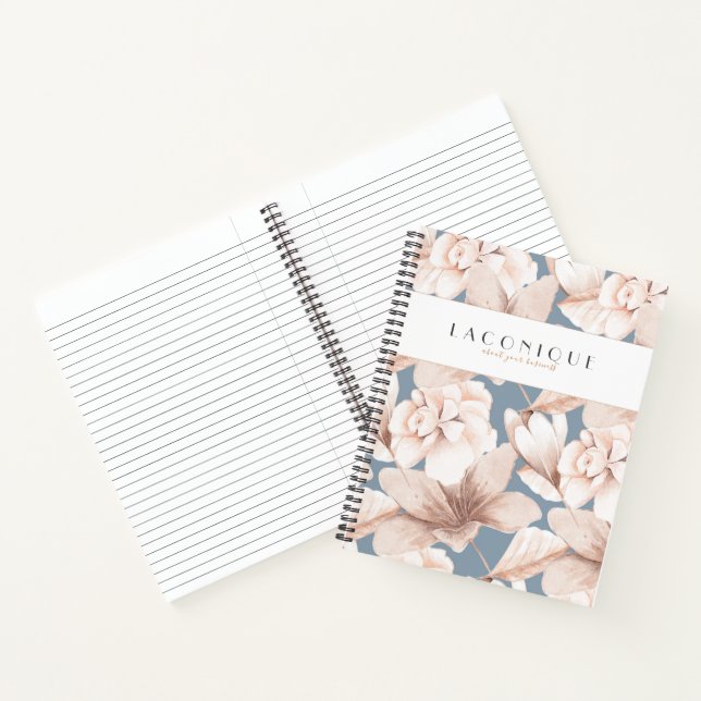 Elegant Blue & Beige Watercolor Flowers Notebook (Inside)