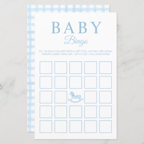 Elegant Blue Bingo Baby Shower Game