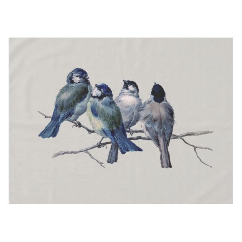 Elegant Blue Birds on a Branch Tablecloth