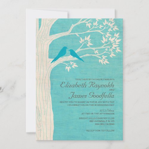 Elegant Blue Birds Wedding Invitations