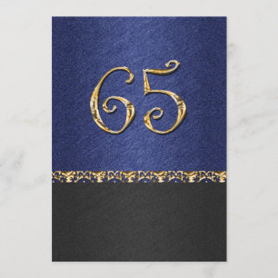 Elegant blue black 65th gold party invitation