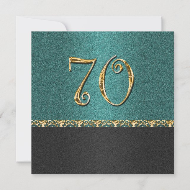 Elegant blue black 70th age party invitation (Front)