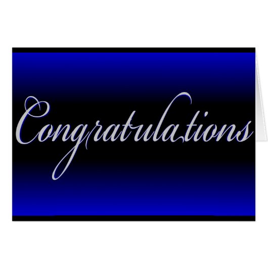 Elegant blue black fade Congratulations card (Front Horizontal)