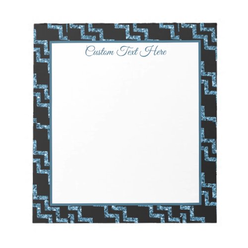 Elegant Blue Black Glitter Chevron Chic Glam  Notepad