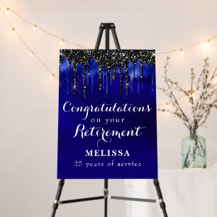 Elegant Blue Black Glitter Drips Congratulations Foam Board