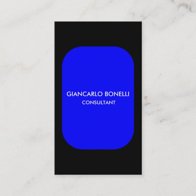 Elegant Blue Black Minimalist Professional Business Card (Front)