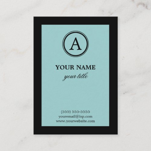 Elegant Blue &amp; Black Monogram Profile Card Business Card