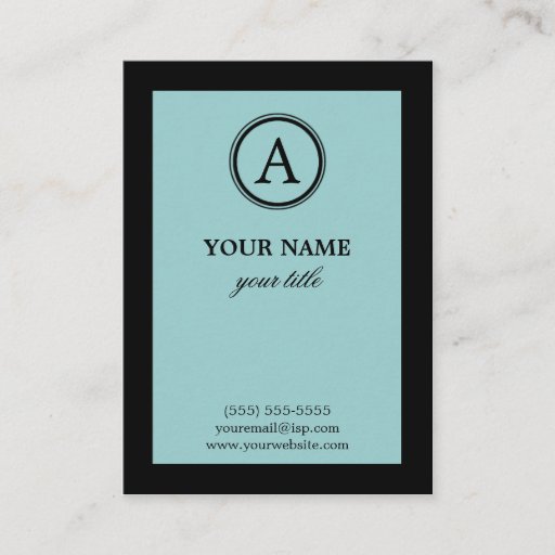 Customizable Elegant Blue & Black Monogram Profile Card Business Card