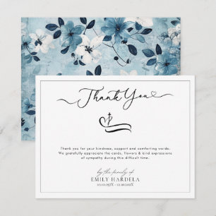 Elegant Blue Blossom Funeral Thank You Card